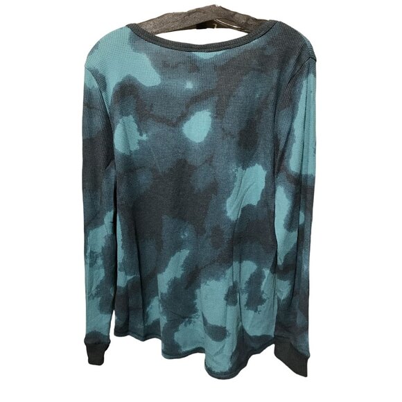 LulaRoe Teal Mint Green Tie Dye Waffler Pattern V Neck Long Sleeve Shirt- NWT - Picture 2 of 4